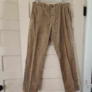 Duck Head Men's Beige Corduroy Pants with Embroidery